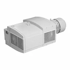 This oilless rotary vane vacuum pump provides a free air displacement of 154 cubic meters per hour. It operates on 3-phase power at 230/460V AC and is suited for industrial applications requiring a clean, oil-free vacuum source, such as material handling, packaging, and automation.