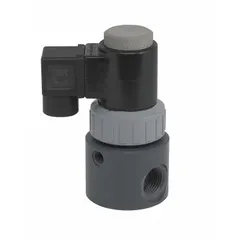 This 2-way, 2-position normally closed solenoid valve is designed for on/off control of fluid flow in industrial piping systems. It features a 1/2 in pipe size, 120V AC voltage, and a dust-tight coil enclosure. The inline single DIN configuration suits general automation and process control applications.