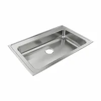 JUST MANUFACTURING Bowl Drop-In Sink: 33 in Overall Lg, 21 1/4 in Overall Wd, 6 1/2 in Bowl Dp (MPN SLADA2133A654-J)