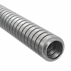 This reduced wall flexible metal conduit is constructed from steel and has a 3/8 in trade size. It is designed to protect electrical wiring in dry indoor environments where moderate mechanical protection and flexibility are required. The conduit comes in a 500 ft overall length and is suitable for routing cables around obstacles when used with appropriate fittings.