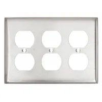 HUBBELL Wall Plate: Duplex Outlet, 3 Gang, Silver, Std Size (MPN SS83)