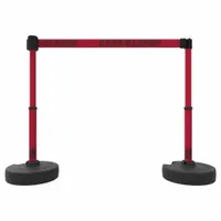 Belt Barrier System: 42 in Post Ht, 15 ft Belt Lg, Red, 2 No. of Posts, Message, Fillable Base (MPN PL4297)