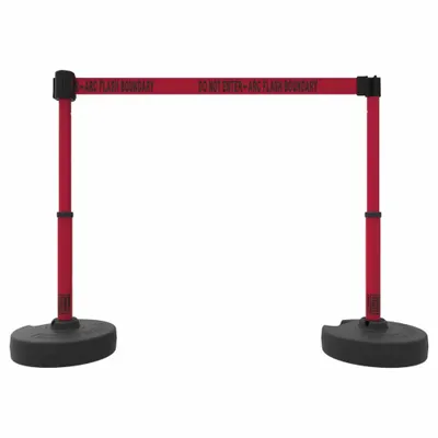 BANNER STAKES Belt Barrier System: 42 in Post Ht, 15 ft Belt Lg, Red, 2 No. of Posts - Retractable Belt Barrier Systems