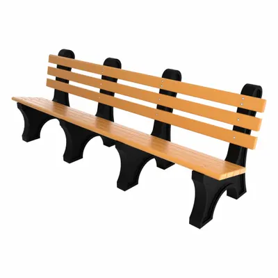 ULTRASITE Outdoor Bench: Comfort Park Avenue, 96 in Overall Lg, 33 1/2 in Overall Ht - Vandal Resistant Resinwood Benches