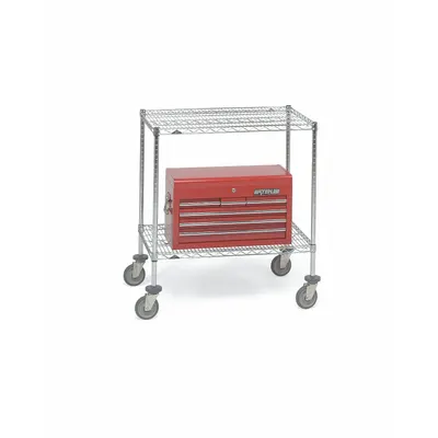 METRO Wire Shelf Utility Cart: 900 lb, 2 Shelf, 36 in L x 24 in W x 39 in H Dim - Utility Carts with Shallow Lipped Wire Shelves