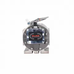 Positive displacement flowmeter for fuel transfer pumps. Anodized aluminum housing. Measures in gallons with +/-0.5% accuracy. No display. Suitable for industrial and commercial fueling applications.
