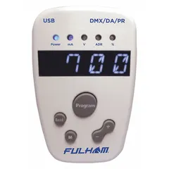 The FULHAM TPSB-100 is a handheld programmer accessory for configuring and programming compatible LED drivers. It enables portable field adjustments to driver settings, suitable for use by lighting installers and maintenance technicians.
