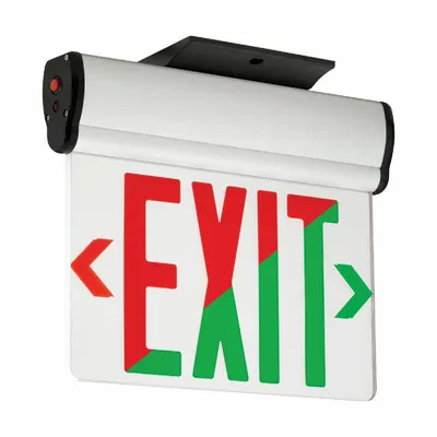 COMPASS Edge-Lit Exit, Surface Mount, Universal Face, Red/Green Switchable Letters - Surface-Mount Edge-Lit Exit Signs