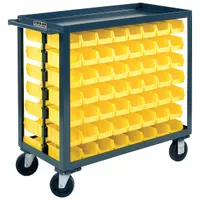 DURHAM MFG Bin Cart: 1,200 lb, 112 Bins/Tubs, 2 Shelves, Gray, 42 1/2 in L x 18 1/2 in W x 38 in H (MPN RSC-1836-BLP-112-220-95)
