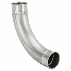 This 90° elbow is designed for 6-inch duct diameter with a 6-inch outlet and 20-inch overall length. It is used in ventilation and ductwork systems to change airflow direction. Constructed of stainless steel for corrosion resistance in industrial environments.