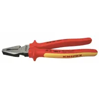 Linemans Plier: Insulated, Flat, 9 in Overall Lg, 1 3/4 in Jaw Lg, 1 1/2 in Jaw Wd, 5/8 in Jaw Thick (MPN 02 08 225 US)