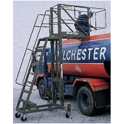 BALLYMORE Work Platform: 13.7 ft Platform Ht, Unassembled, Locking Casters, Steel - Tank-Top Adjustable-Height Cantilever Ladders