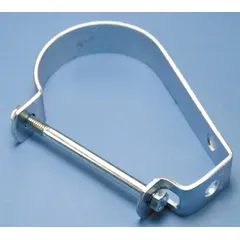 This J-style hanger supports 2 in pipe from 3/8 in threaded rod. Made of electro-galvanized steel with a 400 lb load capacity, it is non-cushioned and used for securing horizontal pipe runs in industrial piping systems.