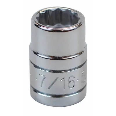 SK PROFESSIONAL TOOLS Socket: SAE, 3/8 in Drive Size, 7/16 in Socket Size, 12-Point, Std - 3/8" Drive Hand Sockets