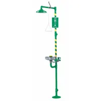 HAWS Shower with Eyewash: Floor Mnt, Uncovered, Stainless Steel Bowl, Plastic Showerhead (MPN 8300CRP-8309CRP)