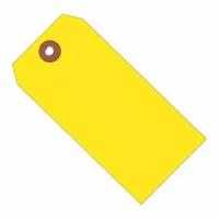 Shipping Tag: #5, 4 3/4 in Tag Ht, 2 3/8 in Tag Wd, Yellow, Plastic, Plain Tag, 100 PK (MPN G26052)
