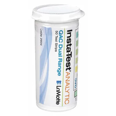 INSTA-TEST Test Strips: QAC, 0 to 800 ppm High Range/0 to 80 ppm QAC Low Range, Strip - Single-Parameter Test Strips