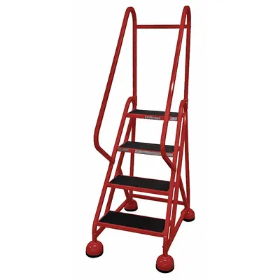 COTTERMAN Rolling Ladder: 3 ft Platform Ht, Partially Assembled, Steel - Steel Ultra-Stable Weight-Actuated Ladders