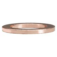 Copper brake line washer with a 15 21/32-inch outside diameter, bronze color. Supplied in a 10-piece pack. Used to seal connections in hydraulic brake systems, preventing fluid leaks in automotive, heavy equipment, and industrial hydraulic assemblies