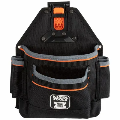 KLEIN TOOLS Tool Pouch: 11 in W x 5 in D x 12 1/4 in H, 9 Pockets, For 2 1/2 in Belt Wd - Max - MODBox Storage Pouches