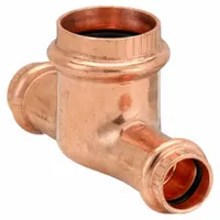 VIEGA PROPRESS Crimp Tee Fitting: Tee, 3/4 in CTS x 3/4 in CTS x 1 in CTS size, Dimple Center Stop (MPN 77407)