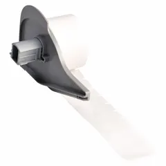 Thermal transfer precut label roll made of autoclavable polyester with gloss finish. Label height 1/2 in, width 1 in, roll length 1/2 in. Compatible with M710 printer series. Suitable for labeling items that require sterilization in industrial or laboratory environments.