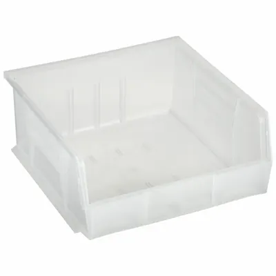 QUANTUM STORAGE SYSTEMS Hang and Stack Bin: 11 in x 10 7/8 in x 5 in, Clear - Clearview Plastic Bins