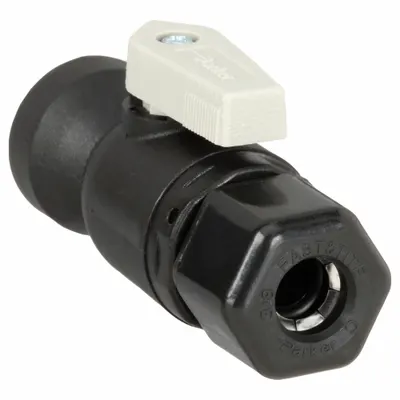 Parker Manual Two-Way Ball Valve: 3/8 in, Polypropylene, Straight, Sweat x FNPT - NSF 51 Compliant Polypropylene Ball Valves
