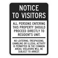 Reflective Visitors Notice to Visitors Sign: Aluminum, Mounting Holes Sign Mounting, Engineer Grade (MPN T1-1922-EG_12x18)