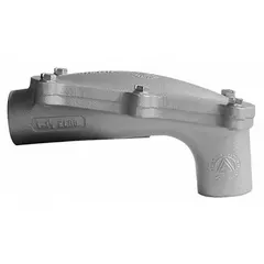 Iron pulling elbow with electroplated finish, chromate coated and powder coated. Trade size 3-1/2 in with female NPT threads on both ends. Used in electrical conduit systems to change direction and facilitate wire pulling.