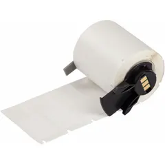 P-shaped wraparound label for wire and cable identification. White matte polypropylene construction resists abrasion and chemicals. Measures 1 3/16 in x 25/32 in. Compatible with M611 printer series; requires M7-R6200 ribbon.