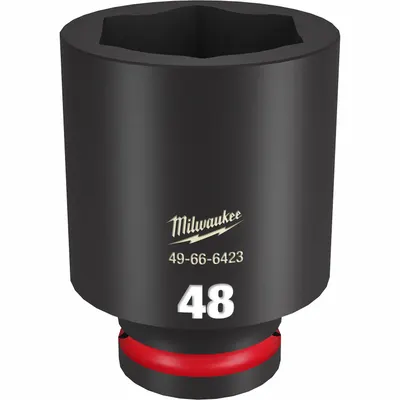 MILWAUKEE Deep Impact Socket: 3/4 in Drive Size, Metric, 48 mm Socket Size, 6-Point - 3/4" Drive Impact Sockets