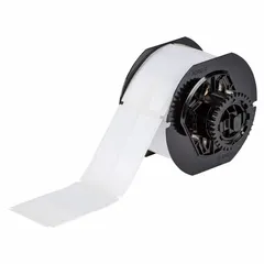 Rectangular flag label, 3 in x 1 in, made of white gloss polyester. Each roll contains 900 labels. Designed for use with the i3300 printer series and requires B30-R6000 ribbon. Suitable for industrial identification tasks such as cable marking and asset labeling.