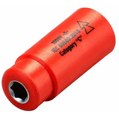 ITL Insulated Socket: 1/4 in Drive Size, 7 mm/9/32 in Socket Size, 1 5/8 in Overall Lg - 1/4" Drive Metric Insulated Hand Sockets