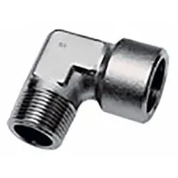 Metal Pipe Elbow: 90° Elbow, 3/8 in x 3/8 in, Male BSPP Threaded x Female x BSPT Threaded, 2,176 psi (MPN 1844 17 17)