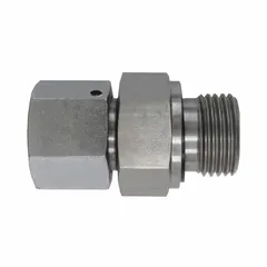 This metric flareless bite type compression fitting is made of stainless steel and includes a seal. It connects 18 mm OD tubing to 8 mm OD tubing with an M26X1.5 x 1/2-14 thread size. Used in hydraulic and pneumatic systems for leak-proof joints in fluid power, instrumentation, and process control lines.