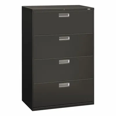 HON Lateral File Cabinet with Drawer: Charcoal, 4 Drawers, 52 1/2 in Overall Ht - Lateral File Cabinets