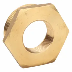 This brass adapter connects NPT pipe threads to NH hose threads for fire hydrant and standpipe applications. Straight configuration with 1-1/2 in NPT and 2-1/2 in NH threads. Used in fire protection systems and municipal water supply connections.