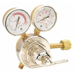 Single-stage fuel gas regulator for acetylene service. Features a stainless steel diaphragm. Inlet connection is CGA 300; outlet connection is 9/16"-18 M LH. Maximum outlet pressure is 15 psig. Used to reduce cylinder pressure to a working level for cutting, welding, and heating applications.