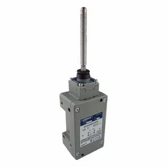 This limit switch features a coil-spring wobble-stick actuator and an aluminum body with screw clamp terminals. It is designed for use in hazardous locations requiring robust actuation, such as material handling, mining, and chemical processing. The switch has two mounting holes for installation.