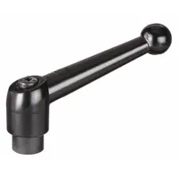 Ball-style adjustable handle with threaded hole, zinc body and steel thread. M8 thread size, 79 mm length. Used for manual clamping, positioning, and adjustment on industrial machinery, jigs, and fixtures