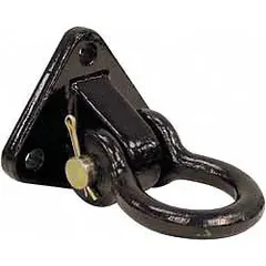 Tow hook and shackle assembly for trucks, featuring a cotter pin and clevis/forged shackle/ring configuration. Provides a secure attachment point for vehicle recovery and towing operations.