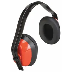 Passive hearing protector with 21 dB NRR for noise reduction. Dielectric construction with electrically insulated POM headband and PVC cushions. Red cups and black band. Suitable for industrial environments requiring electrical insulation.