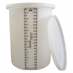 Vertical liquid storage tank with 55-gallon capacity, open top, and 1/4-inch wall thickness. Constructed from HDPE with a 24-inch diameter. Suitable for storing liquids in industrial, chemical, and water-treatment applications, including batch processing, mixing, or gravity-fed dispensing.
