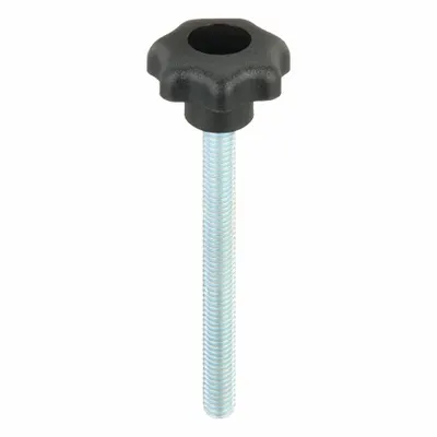 KIPP Hand Knob: 7 Point, Plastic w/ Steel Thread, M6 Thread, 60 mm Thread Lg - 7-Arm Knobs with Threaded Stud