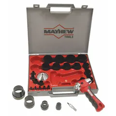 This 28-piece SAE hollow punch set is supplied in a vinyl case. Punches range up to 1-3/4 in overall length. The hollow design removes a core, making it suitable for cutting clean holes in gaskets, leather, rubber, and other soft materials for industrial fabrication and maintenance tasks.