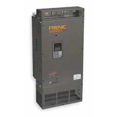 This FUJI ELECTRIC FRENIC Mega drive provides three-phase output for 250 hp motors. It features a compact heat sink design and manual control without bypass. Suitable for industrial motor speed control applications such as pumps, fans, and conveyors.