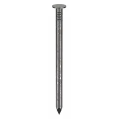 Collated framing nails for use with pneumatic nailers. 2-1/2" length, galvanized finish, flat head, smooth shank, diamond point. Steel construction. Pack of 1,000. Suitable for wood framing, sheathing, and decking applications.