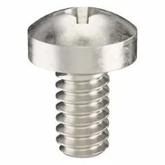 Pan head machine screws with M1.6x0.35 thread, 3 mm length, made from 18-8 stainless steel with plain finish. Phillips drive, #0 drive size. Supplied in a 100-piece pack. Used for fastening components in machinery, electronics, and instrumentation where a low-profile head is required.