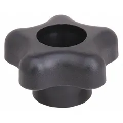 This Snap-Lock 5-Arm Knob features a 1.75 in diameter, plastic construction, and an M8 thread with 0.75 in thread length. Its five-point design enables manual tightening and adjustment without tools. Commonly used for clamping and positioning on machinery, jigs, and fixtures.